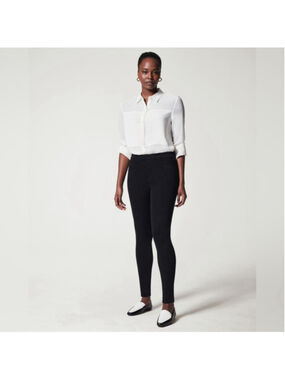 Spanx Jean-ish Ankle Leggings black core shaping hides muffin top sz sm